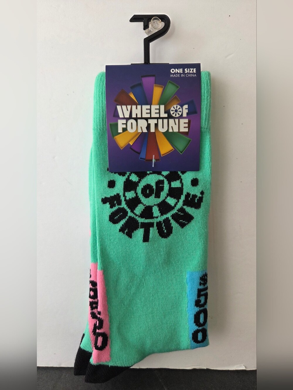 Official Wheel of Fortune Mint Green Novelty Crew Socks NWT Size 7-12